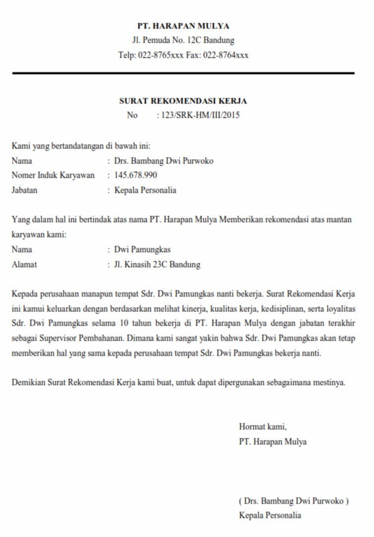 Detail Contoh Surat Rekomendasi Untuk Kuliah Nomer 31