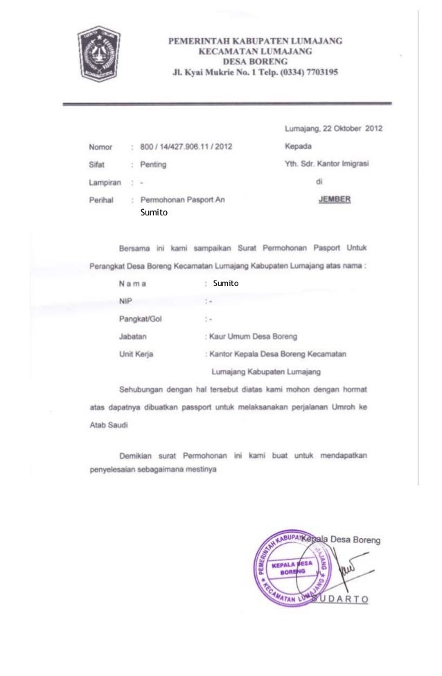 Detail Contoh Surat Rekomendasi Untuk Paspor Nomer 6