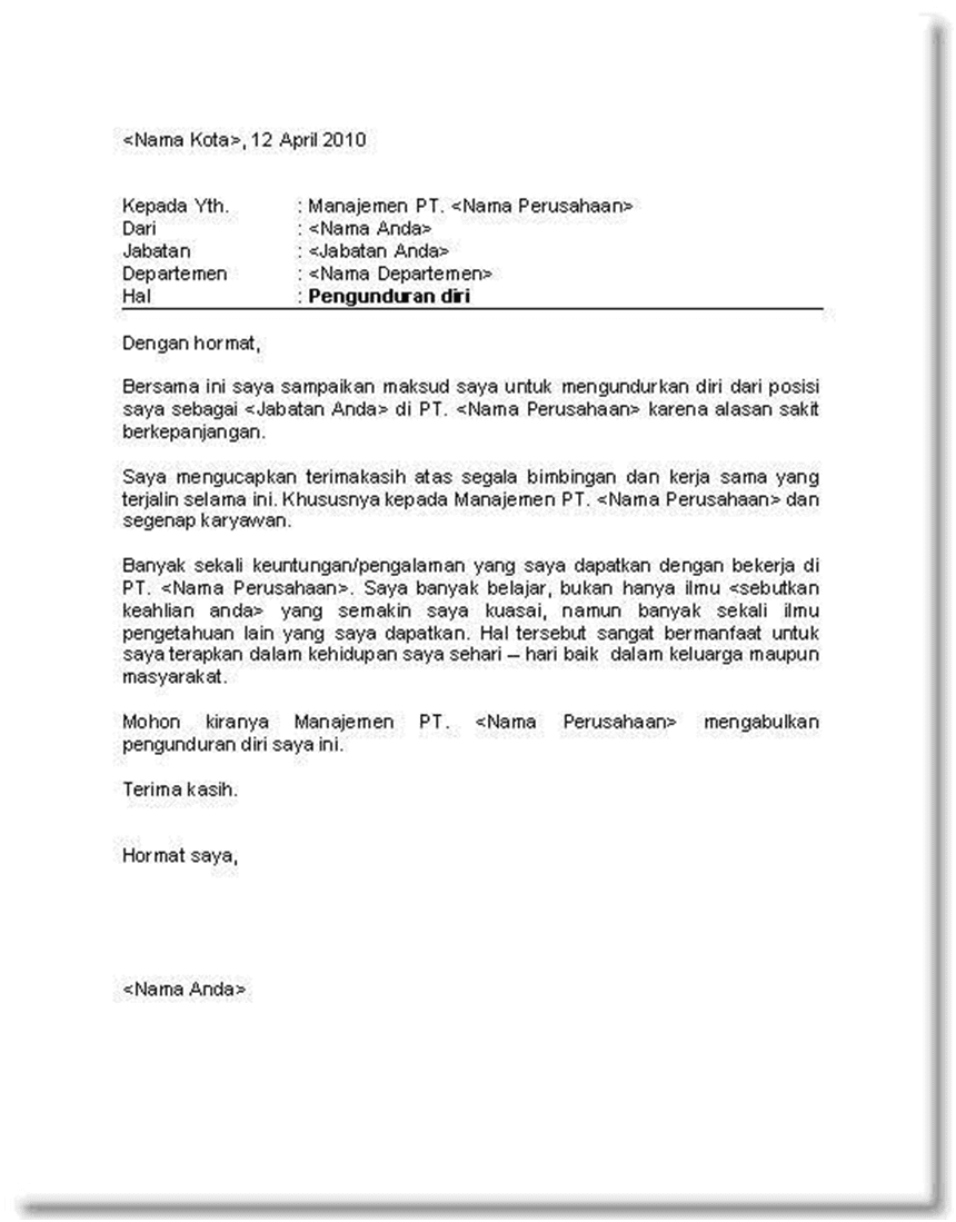 Detail Contoh Surat Resign Bank Nomer 29