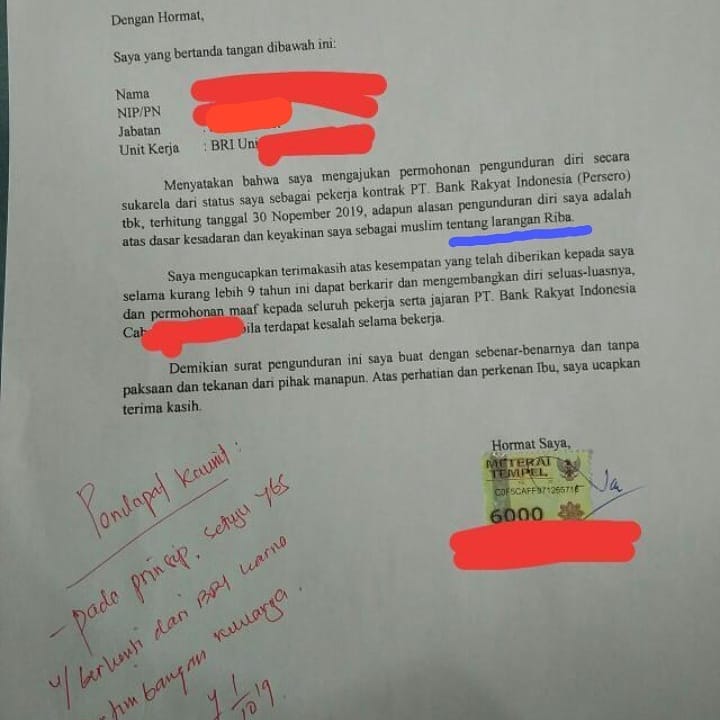 Detail Contoh Surat Resign Bank Nomer 7