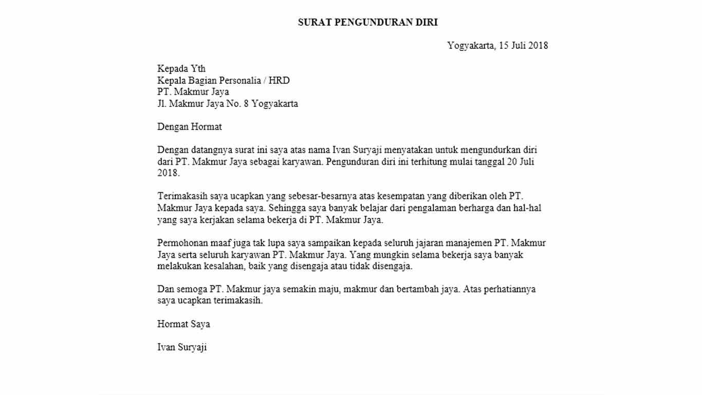 Detail Contoh Surat Resign Dari Bank Nomer 21