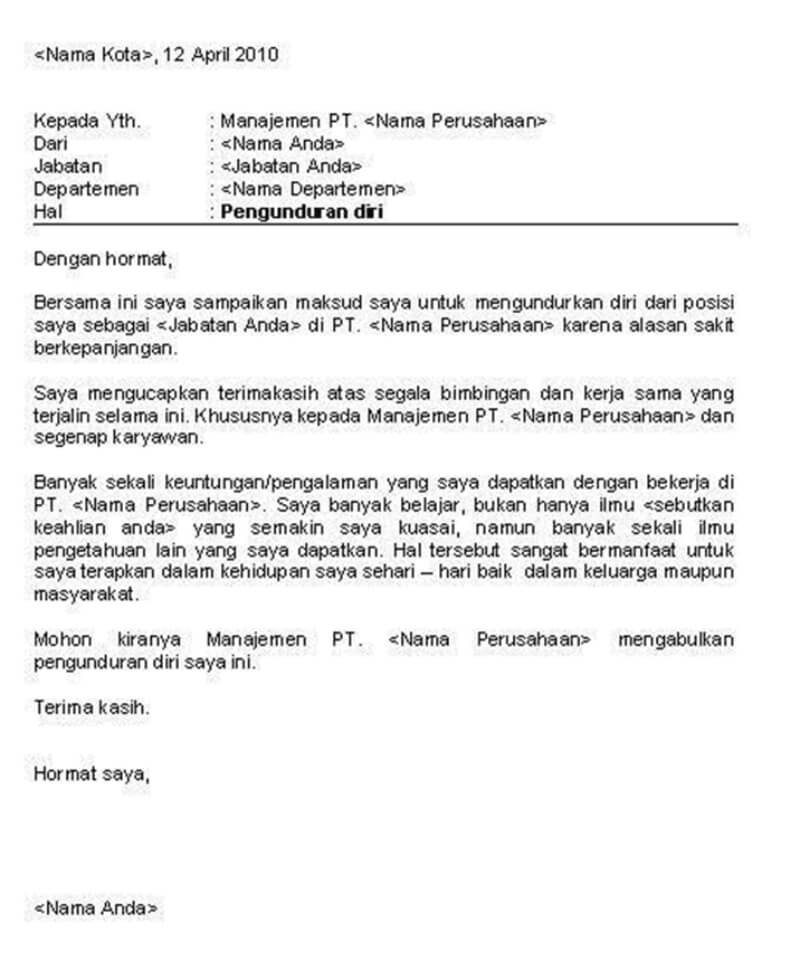 Detail Contoh Surat Resign Dari Bank Nomer 43