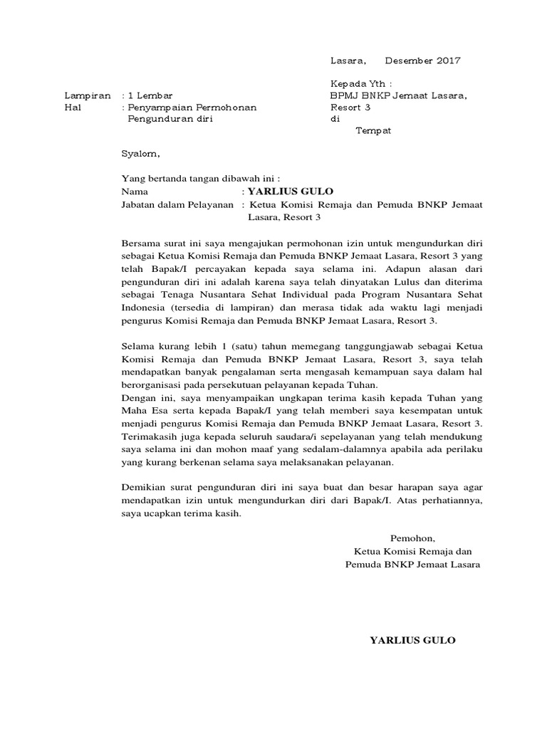 Detail Contoh Surat Resign Dari Bank Nomer 47