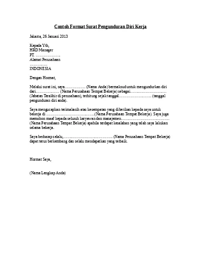 Detail Contoh Surat Resign Doc Nomer 15