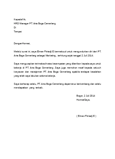 Detail Contoh Surat Resign Doc Nomer 33