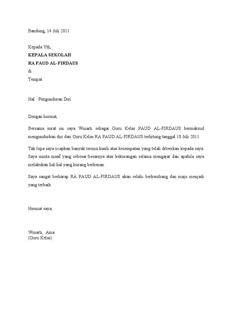 Detail Contoh Surat Resign Guru Nomer 21