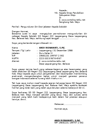 Detail Contoh Surat Resign Guru Nomer 29