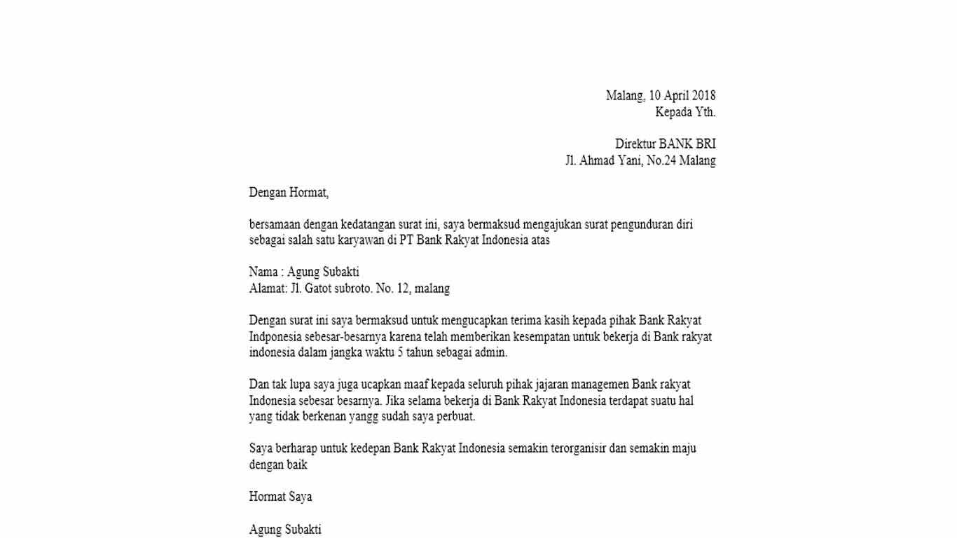 Detail Contoh Surat Resign Hotel Bahasa Inggris Nomer 44