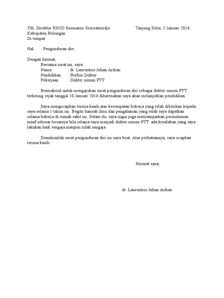 Detail Contoh Surat Resign Kerja Yang Baik Nomer 55