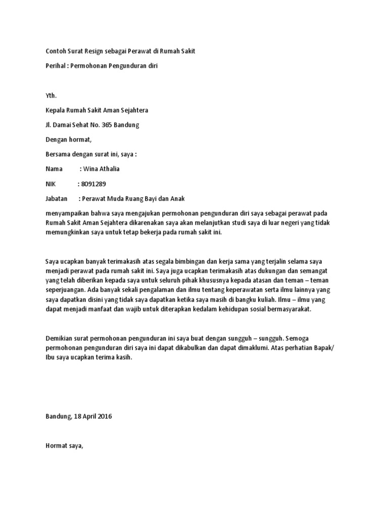 Detail Contoh Surat Resign Rumah Sakit Nomer 12