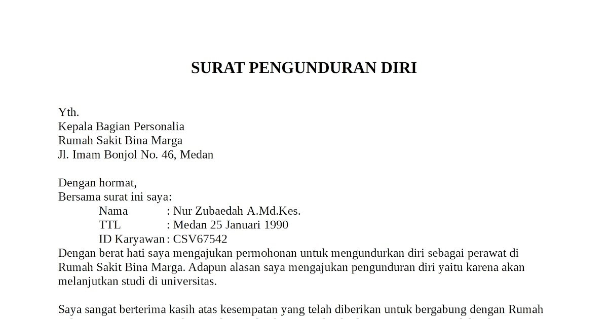 Detail Contoh Surat Resign Rumah Sakit Nomer 27