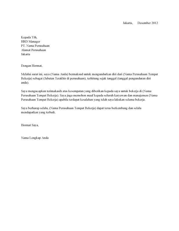Detail Contoh Surat Resign Yang Baik Dan Benar Nomer 48
