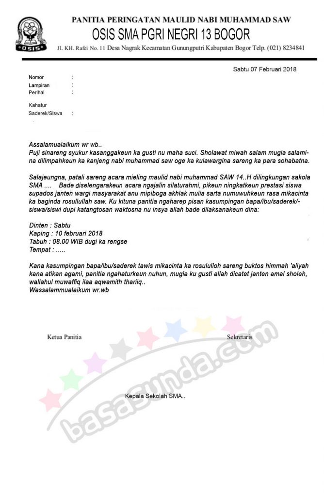 Detail Contoh Surat Resmi Basa Sunda Nomer 11