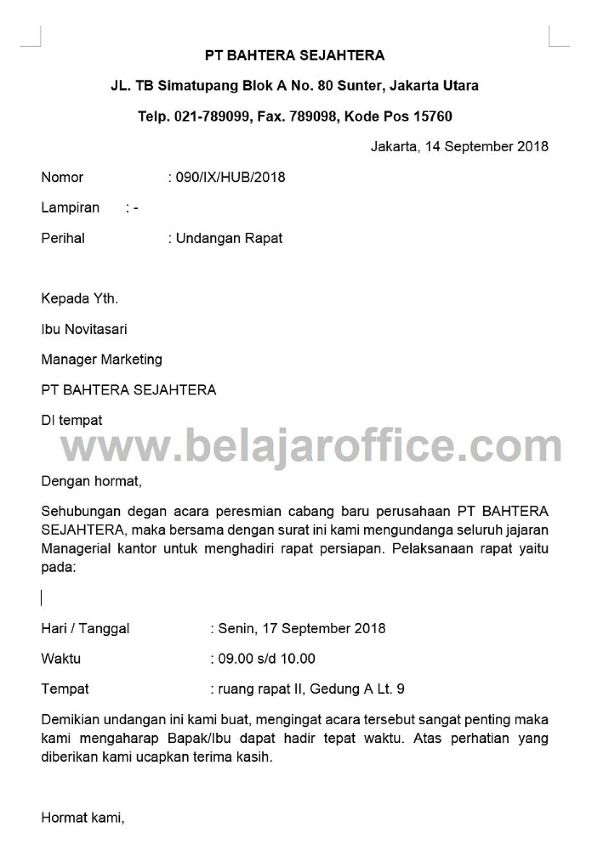 Detail Contoh Surat Resmi Dari Perusahaan Nomer 2