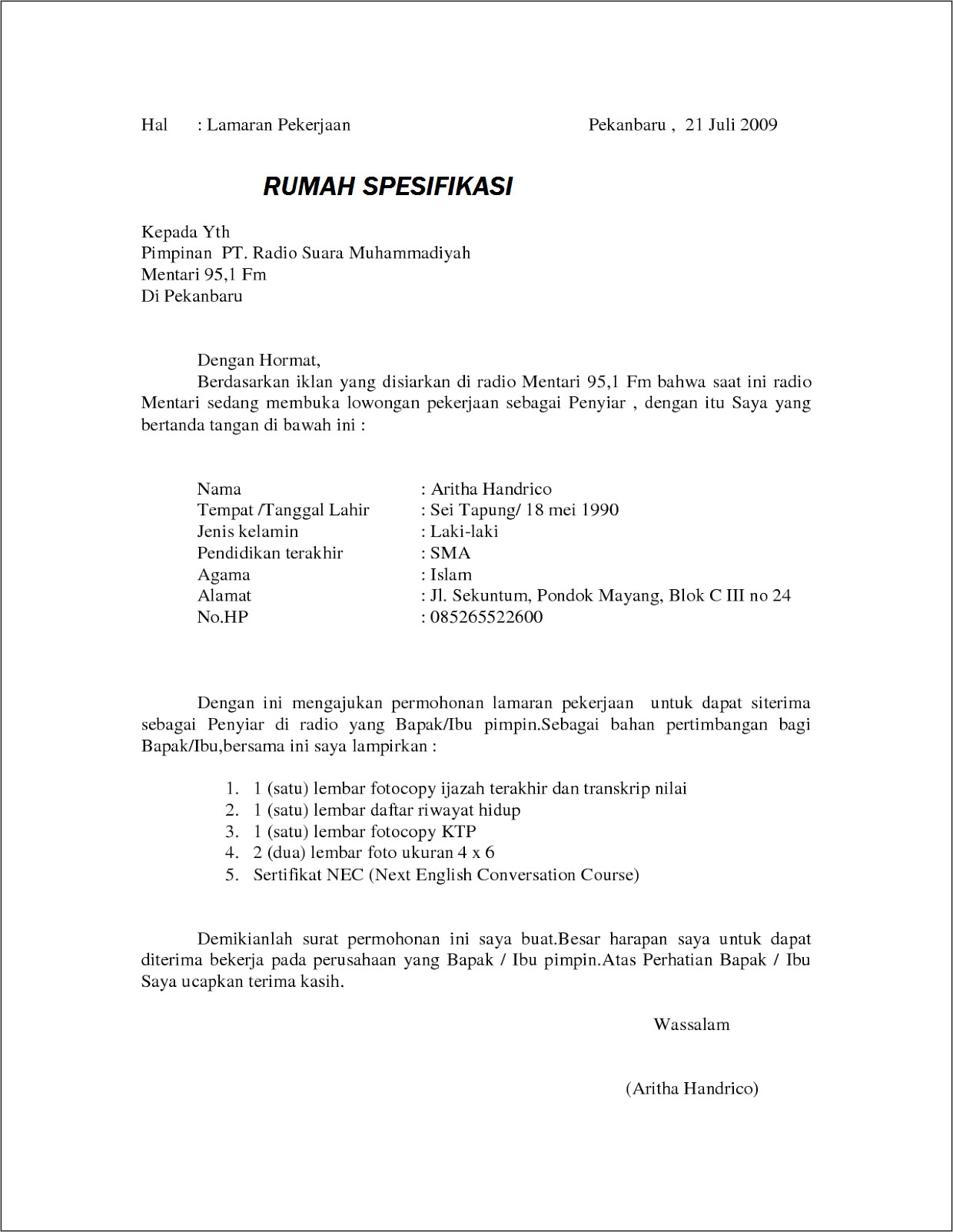 Detail Contoh Surat Resmi Lamaran Pekerjaan Nomer 28