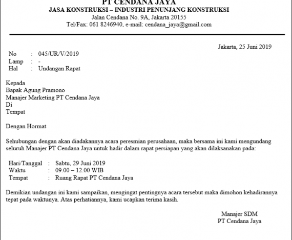 Detail Contoh Surat Resmi Perusahaan Swasta Nomer 27