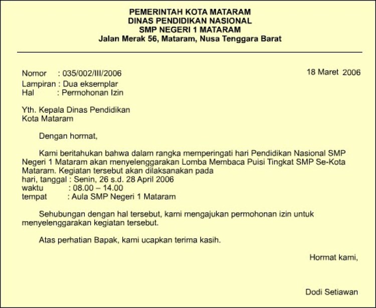 Detail Contoh Surat Resmi Sekolah Yang Benar Nomer 36