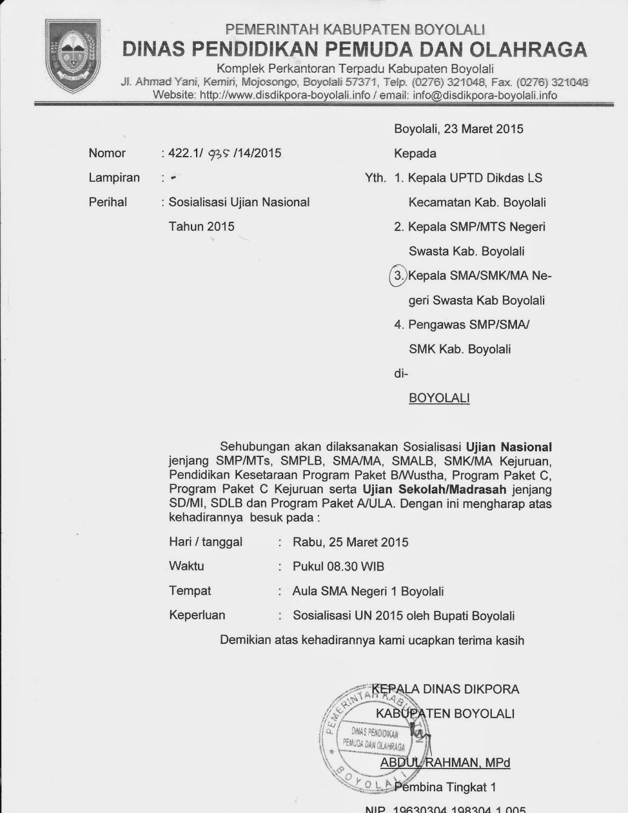 Detail Contoh Surat Resmi Untuk Bupati Nomer 16