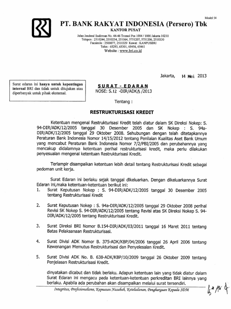 Detail Contoh Surat Restrukturisasi Kredit Nomer 23