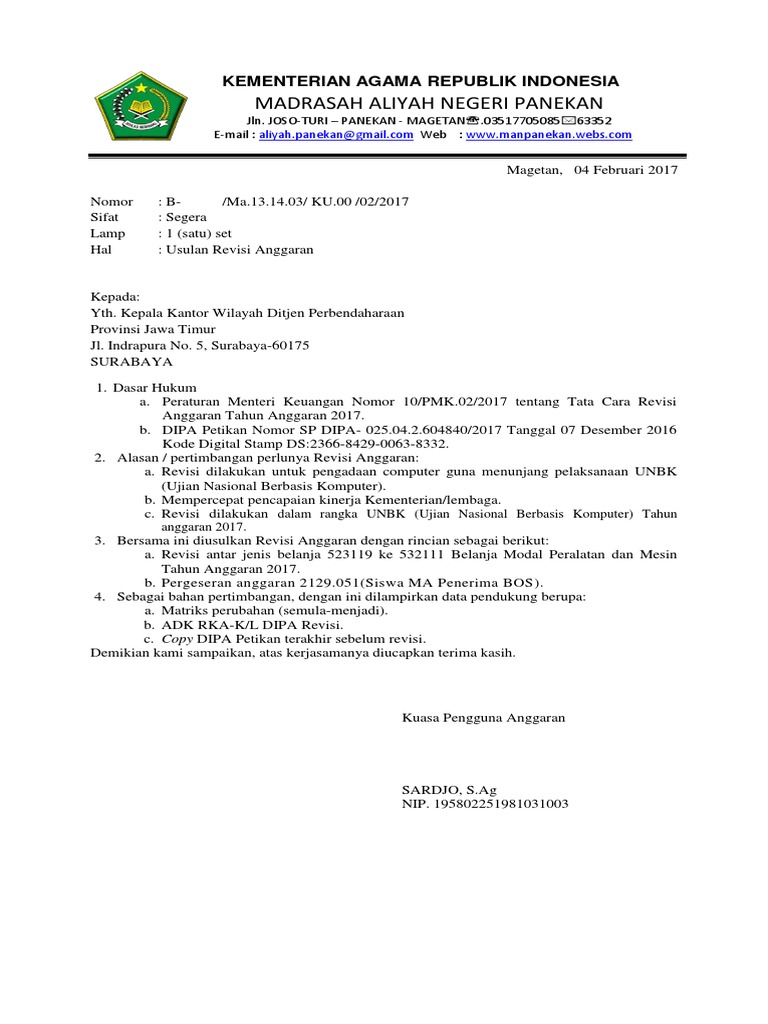Detail Contoh Surat Revisi Pok Nomer 5