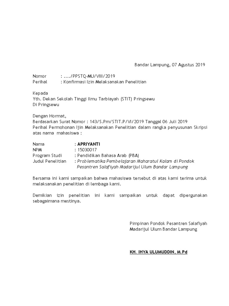 Detail Contoh Surat Riset Nomer 33