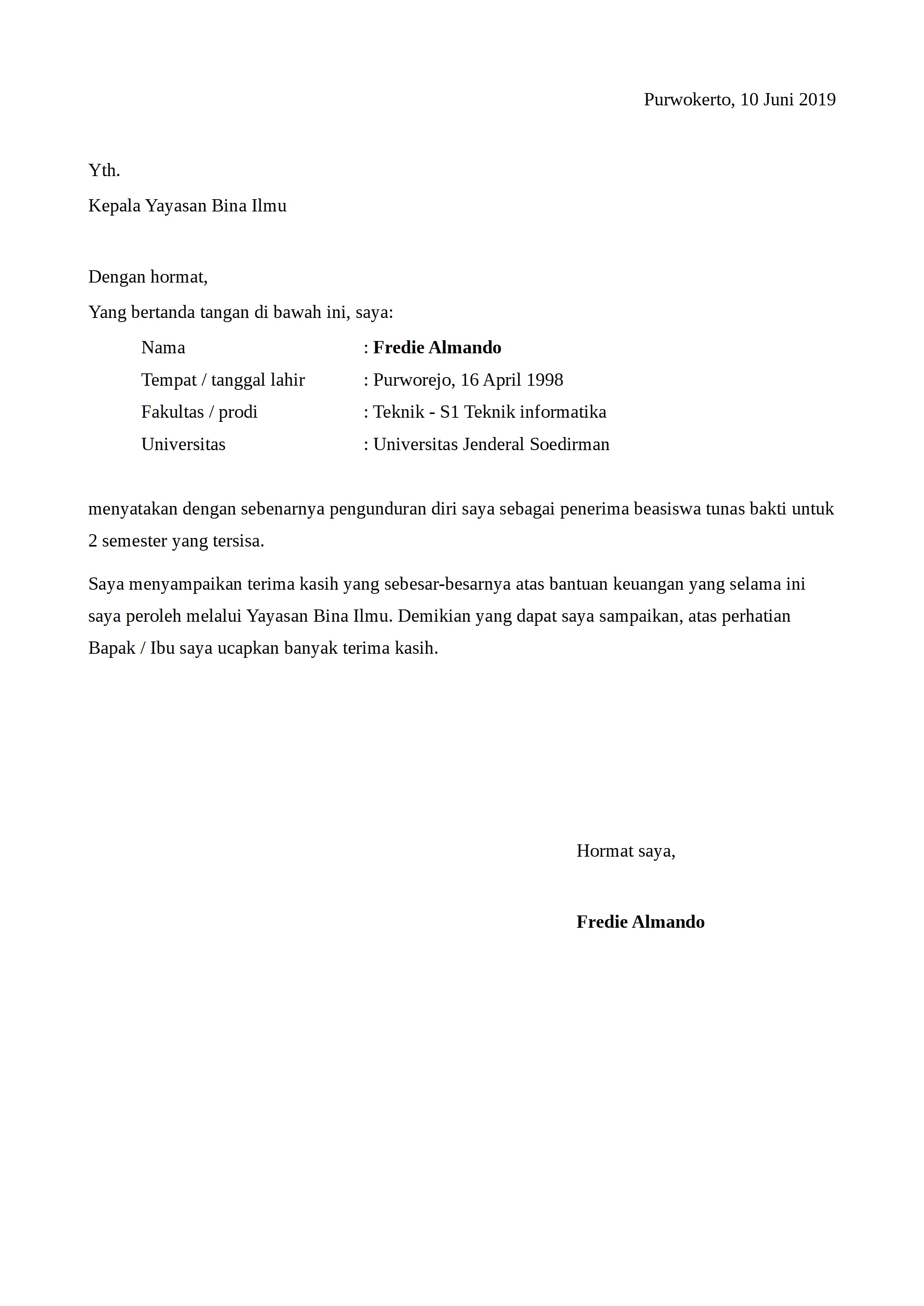 Detail Contoh Surat Risgn Nomer 20