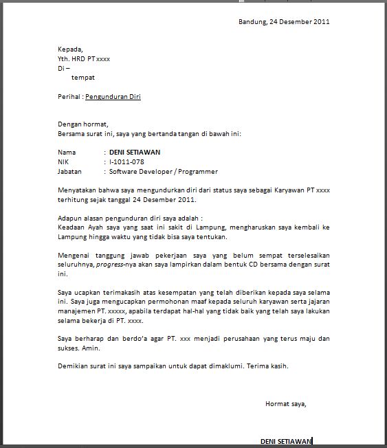 Detail Contoh Surat Risgn Nomer 47