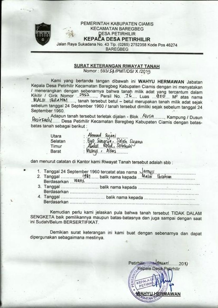 Download Contoh Surat Riwayat Tanah Nomer 45