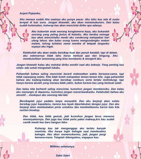 Detail Contoh Surat Romantis Nomer 15