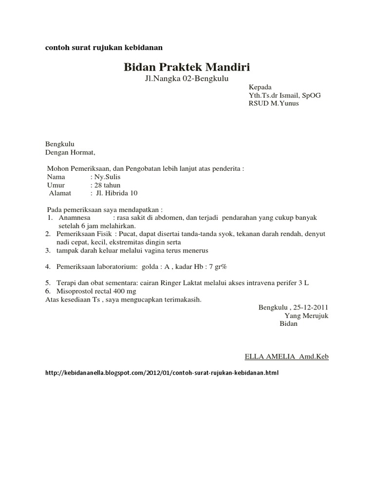 Detail Contoh Surat Rujukan Bidan Ke Rumah Sakit Nomer 10