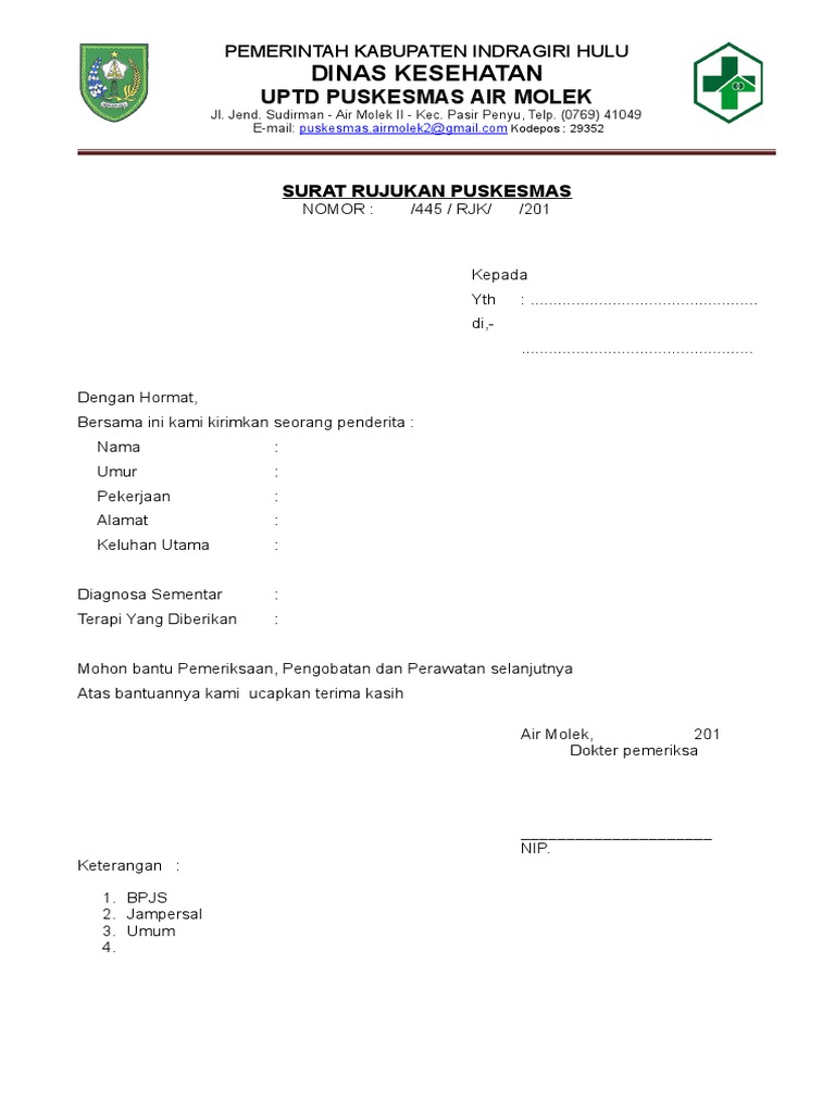 Detail Contoh Surat Rujukan Dari Puskesmas Ke Rumah Sakit Nomer 20