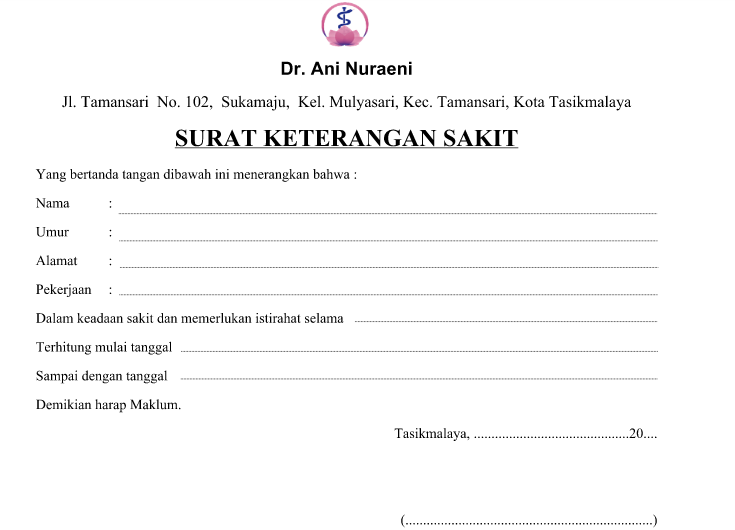 Detail Contoh Surat Sakit Dokter Nomer 28