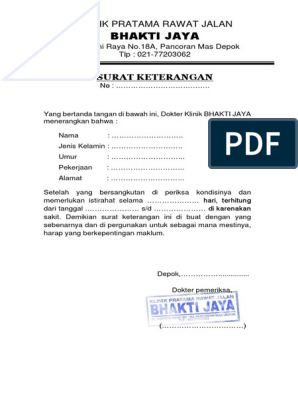 Detail Contoh Surat Sakit Klinik Nomer 35