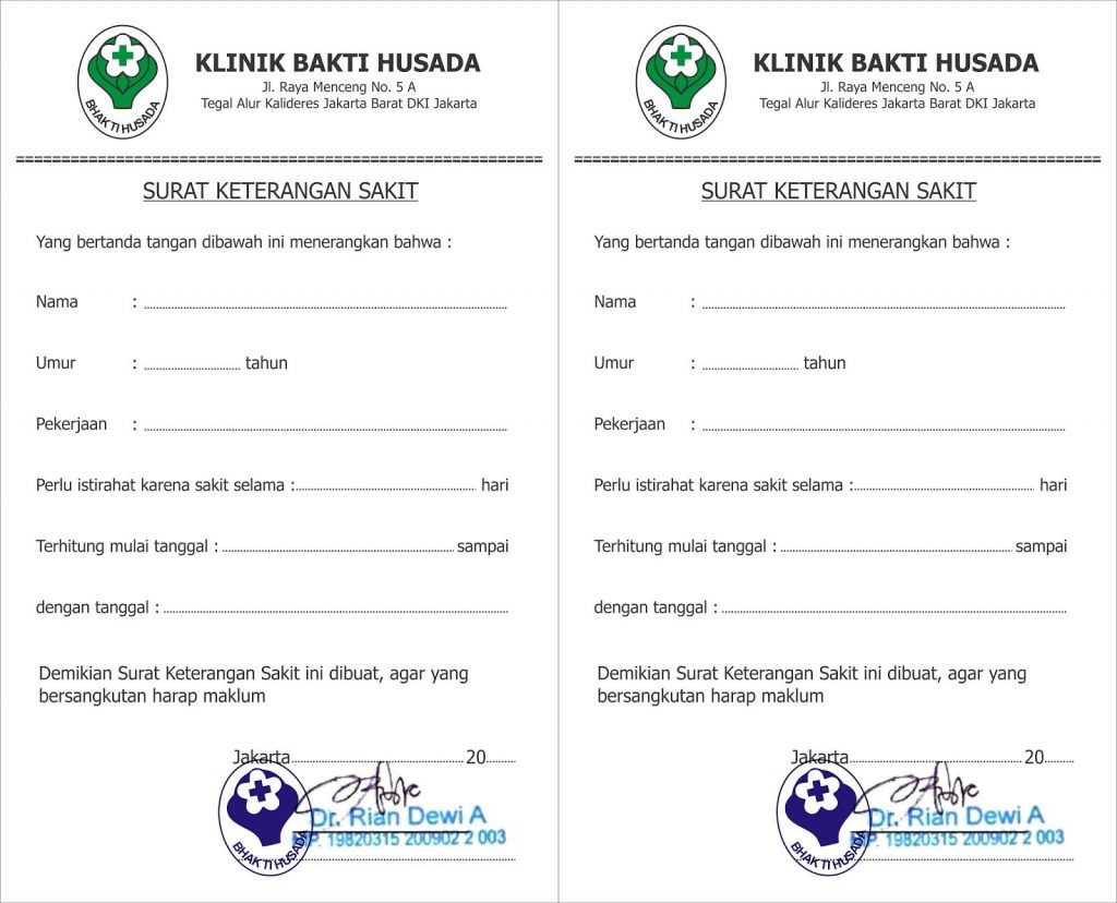 Detail Contoh Surat Sakit Klinik Nomer 9