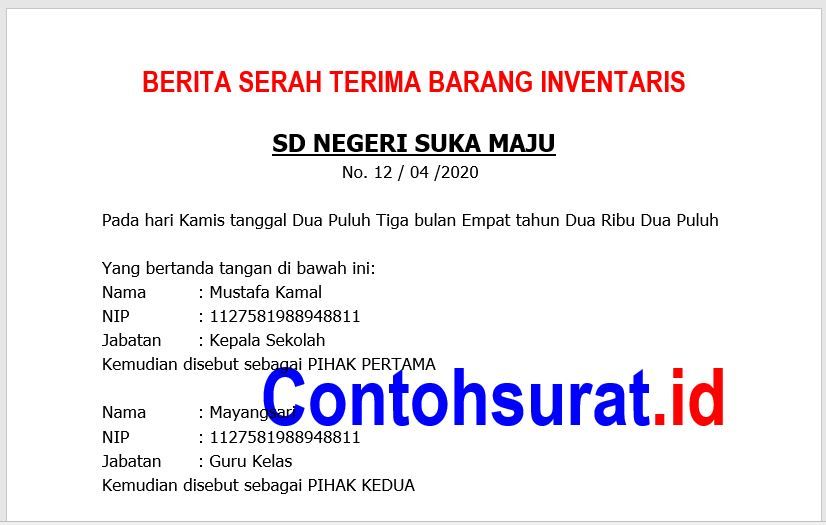 Detail Contoh Surat Serah Terima Nomer 45