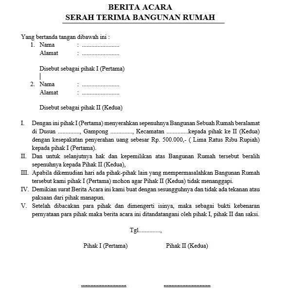 Detail Contoh Surat Serah Terima Kunci Rumah Nomer 39