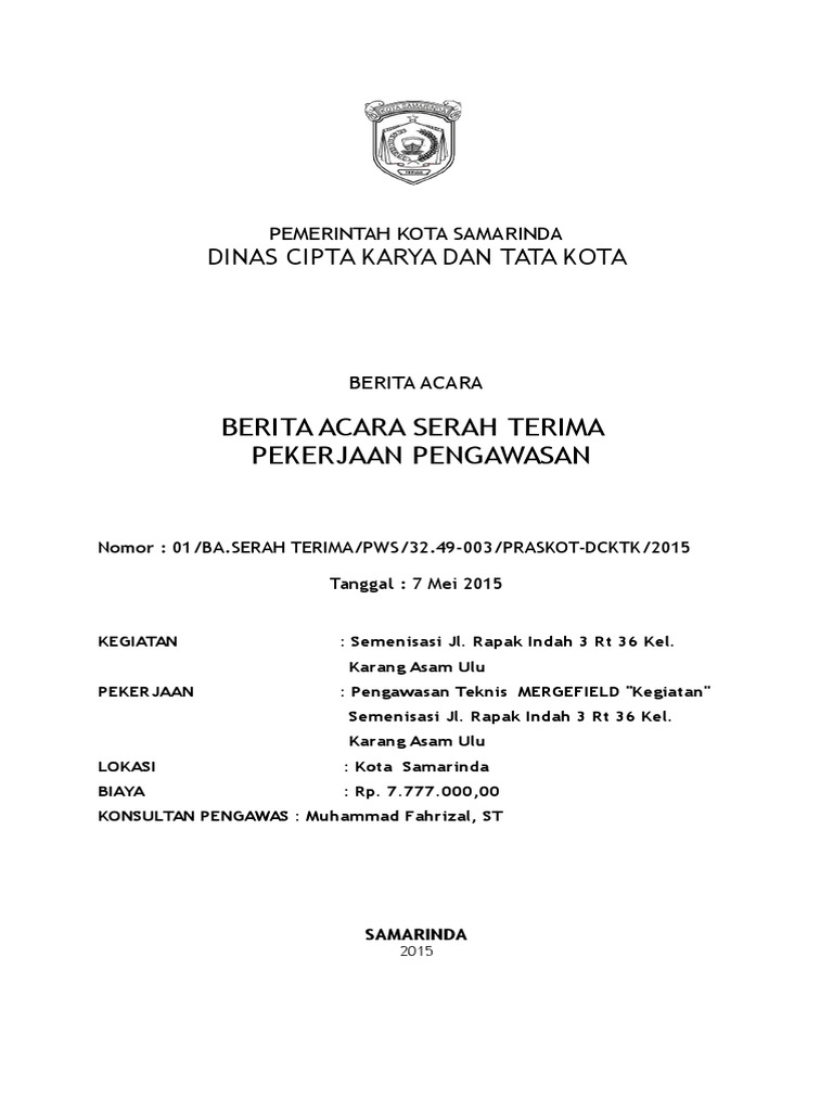 Detail Contoh Surat Serah Terima Pekerjaan Nomer 18