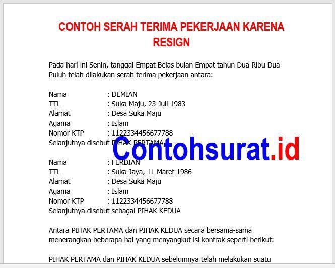 Detail Contoh Surat Serah Terima Pekerjaan Nomer 40