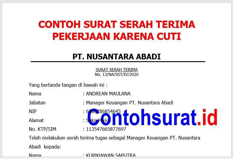 Detail Contoh Surat Serah Terima Pekerjaan Nomer 53