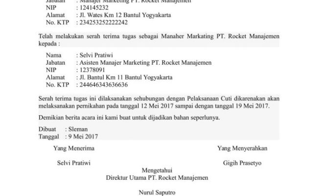 Detail Contoh Surat Serah Terima Pekerjaan Kantor Nomer 44