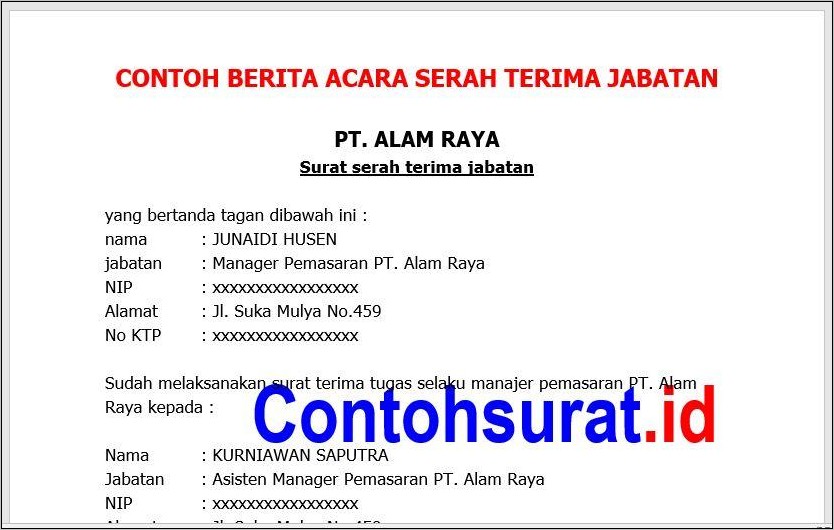 Detail Contoh Surat Serah Terima Pekerjaan Karena Mutasi Nomer 13