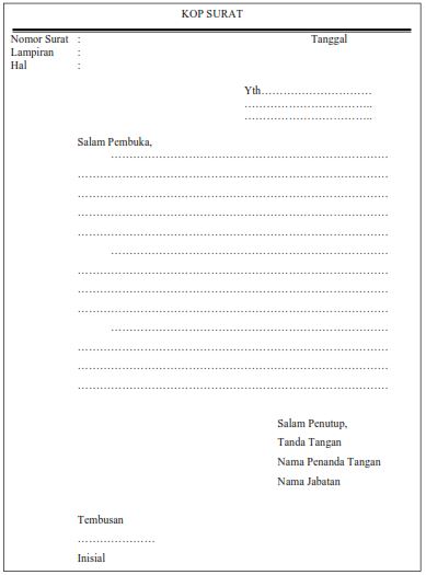 Contoh Surat Setengah Lurus