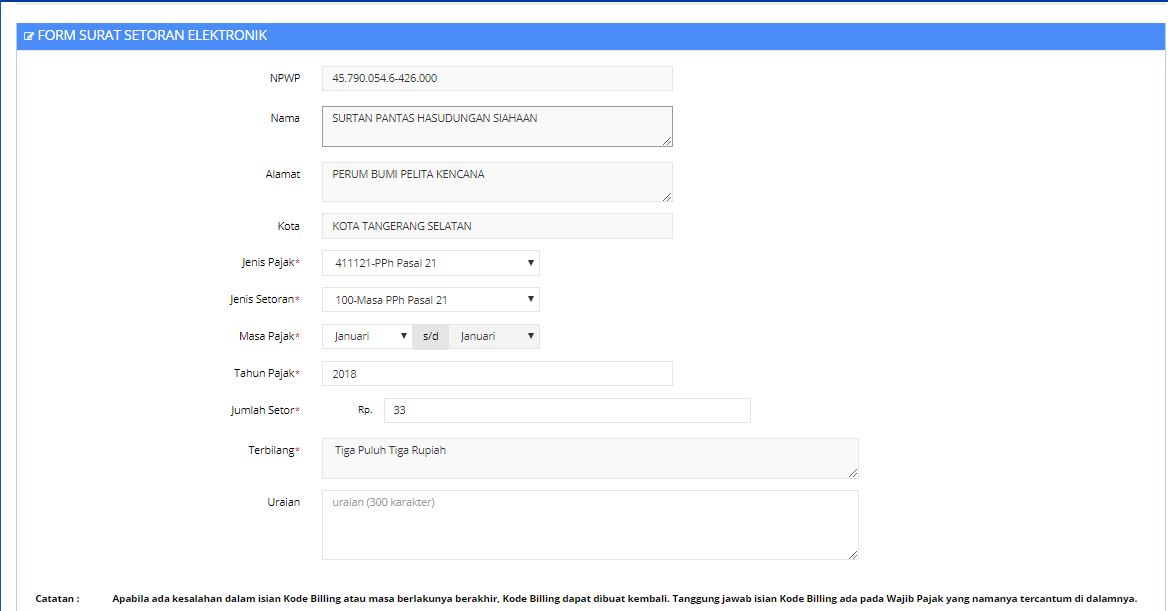 Detail Contoh Surat Setoran Pajak Nomer 40