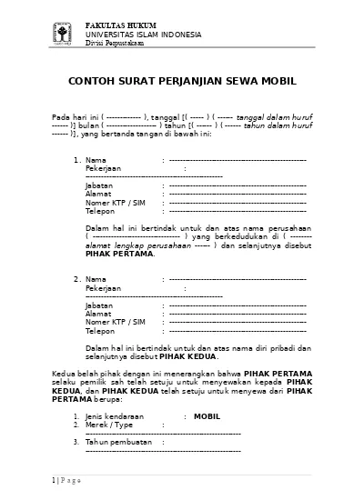 Detail Contoh Surat Sewa Kendaraan Nomer 29