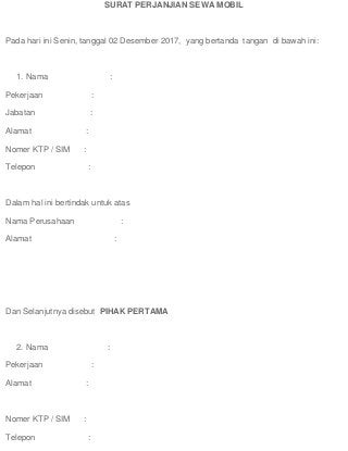 Detail Contoh Surat Sewa Kendaraan Nomer 44