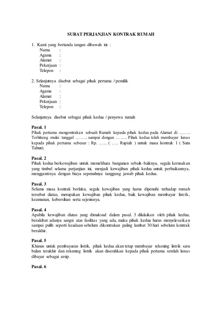 Detail Contoh Surat Sewa Menyewa Rumah Nomer 3