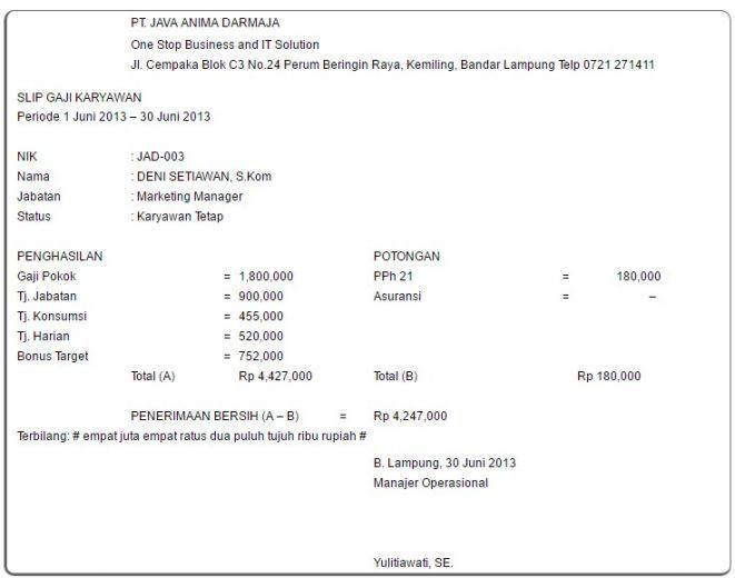 Detail Contoh Surat Slip Gaji 3bulan Terakhir Nomer 5