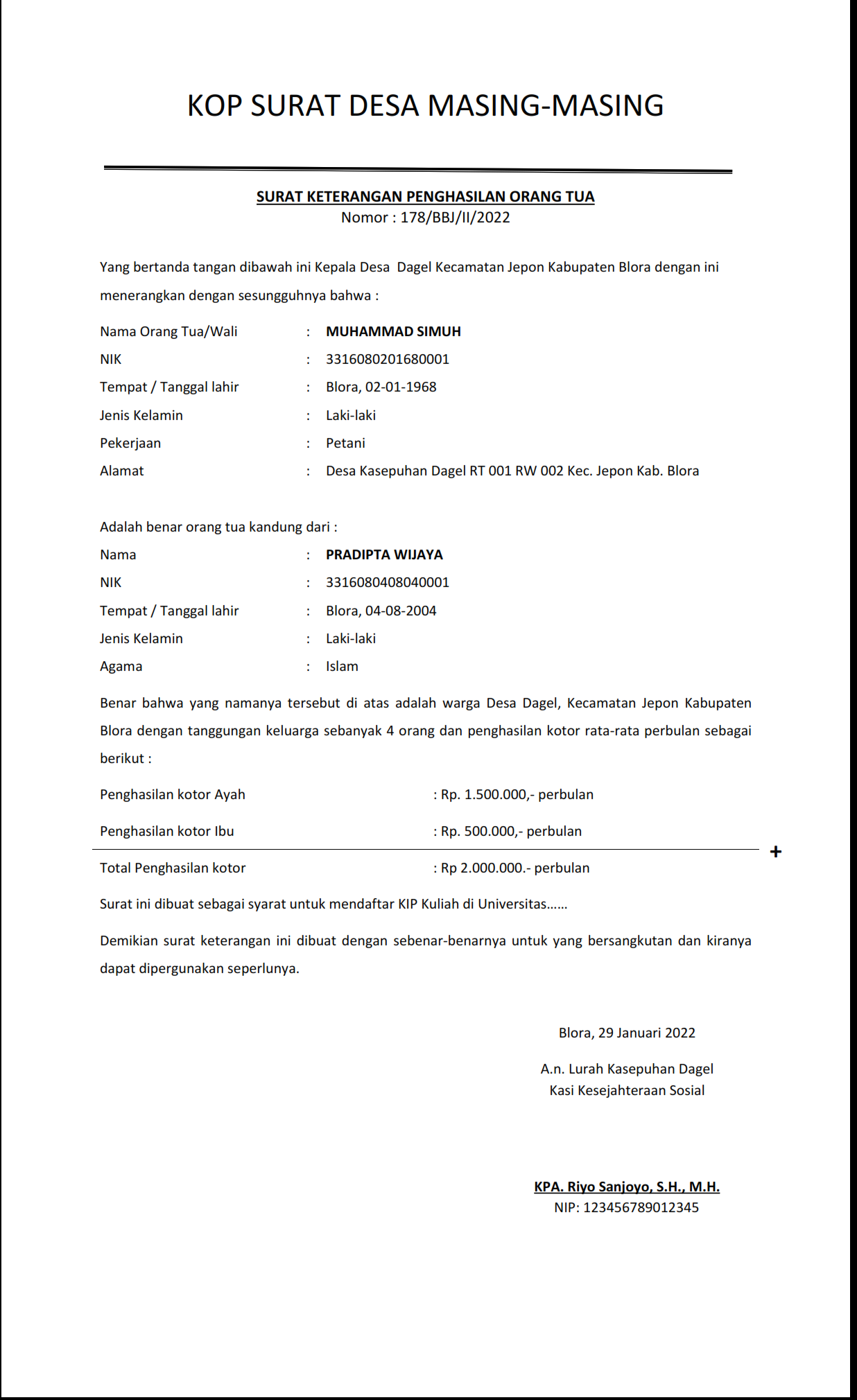 Detail Contoh Surat Slip Gaji Wiraswasta Nomer 37