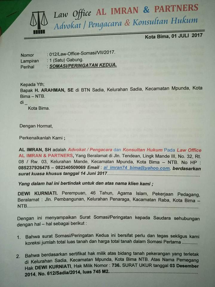 Detail Contoh Surat Somasi Pencemaran Nama Baik Nomer 23