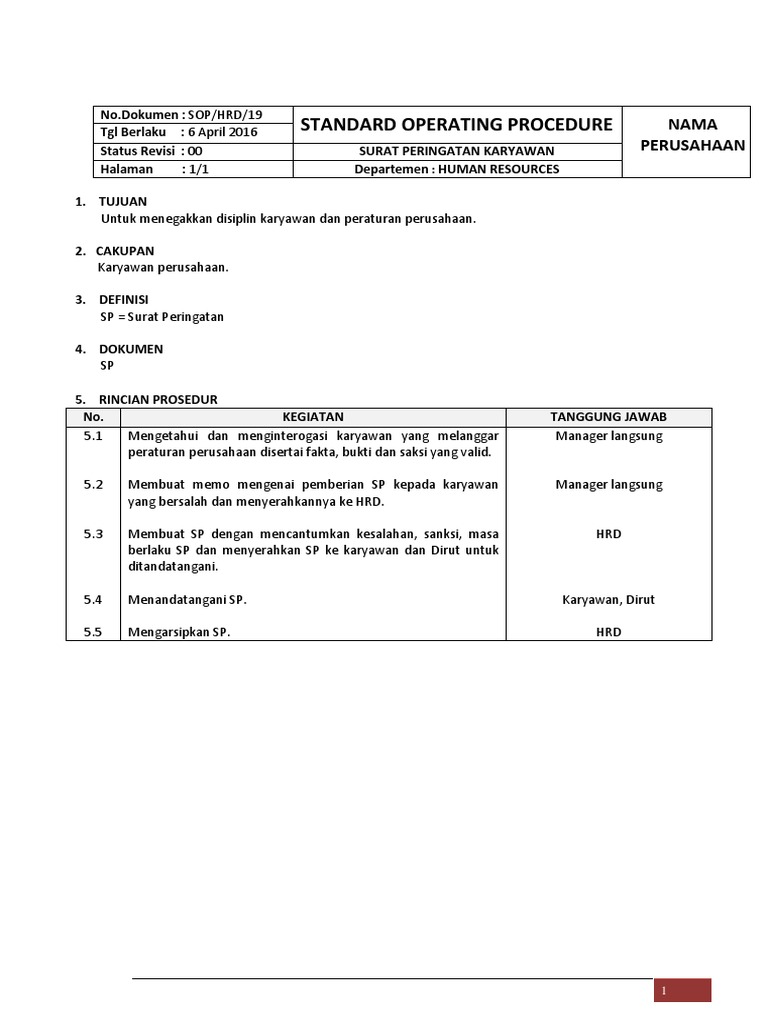 Detail Contoh Surat Sp Karyawan Nomer 39